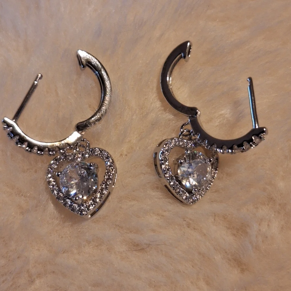 Elegant Silver Heart Earrings